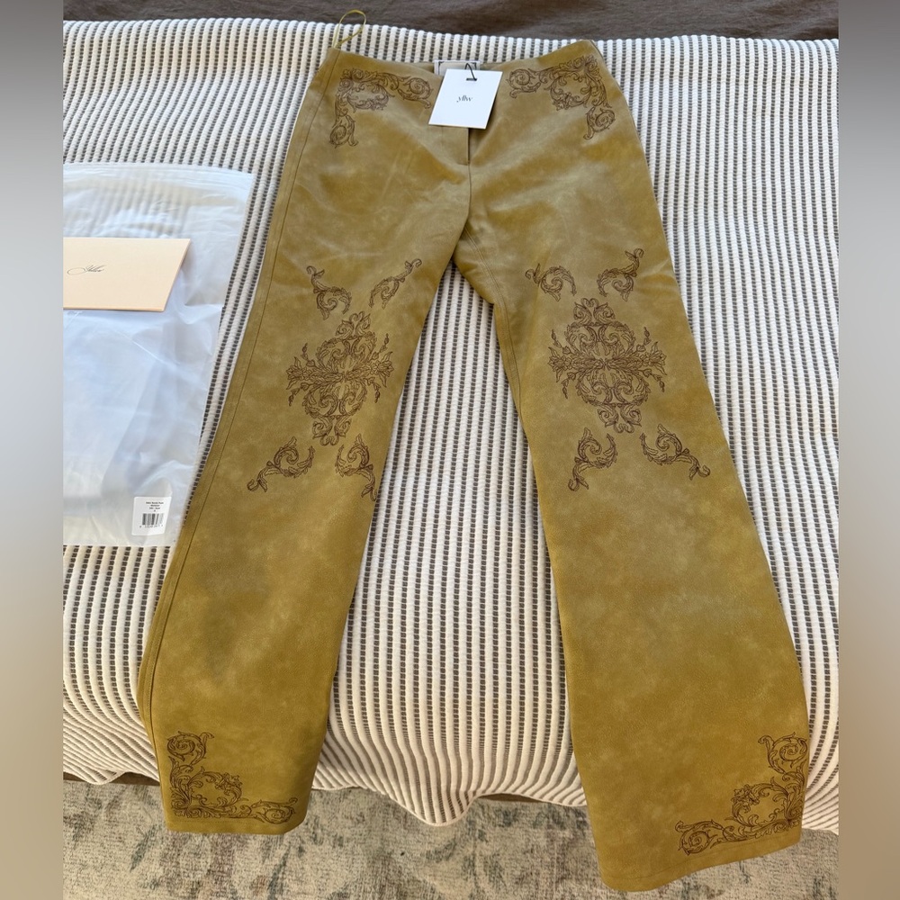 Yellow The Label Seba Embroidered Tan Pants - Picture 7 of 11